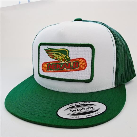 Retro Vintage Style Farm Dekalb Flying Corn Patch Flat Bill Trucker Cap Hat Mesh - Picture 2 of 4